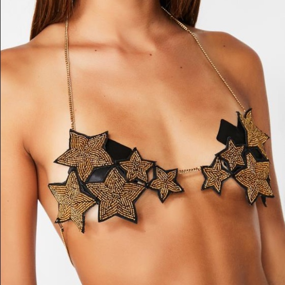 NWT Current Mood Beaded Star Bra Top